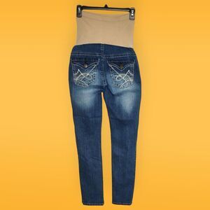 WallFlower Maternity Jeans Small Distressed Embellished Skinny Leg Belly Panel